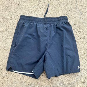 Alphalete Stride Shorts Men Woven 4-Way Stretch 5" Inseam Whale Blue Large